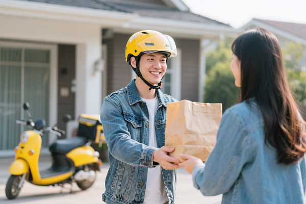 时尚与便捷的碰撞 女士外套素材与外卖递送服务的创新融合